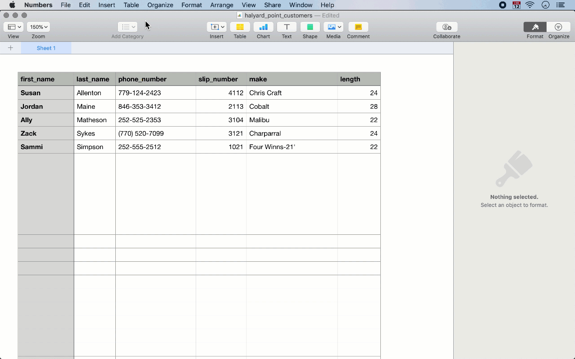 Export a CSV of customer list